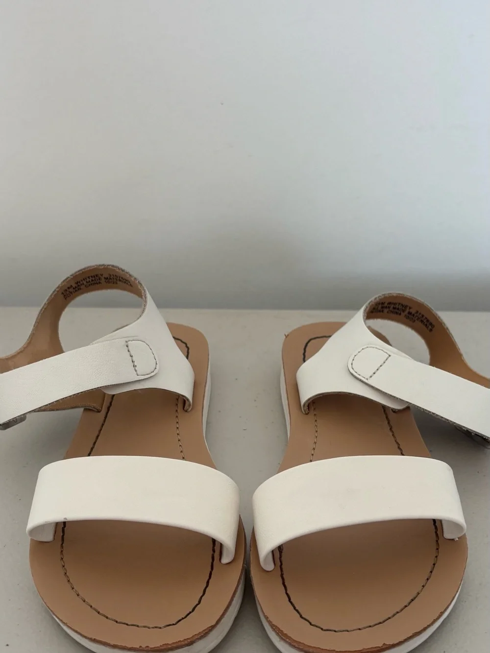 Crown Vintage White Leather Kids' Double Strap Sandals